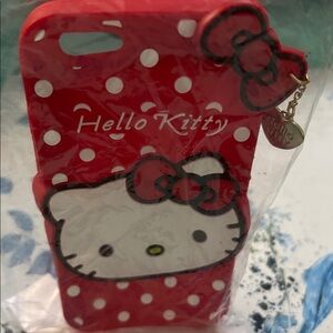 Red Hello Kitty Polka Dot Phone Case with gold charm . New sealed